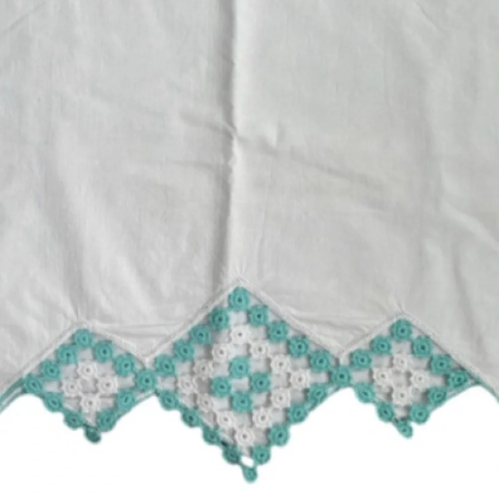 Vintage Pillowcase Hand Crocheted Lace Trim Handmade Hand Crafted Cotton Linen